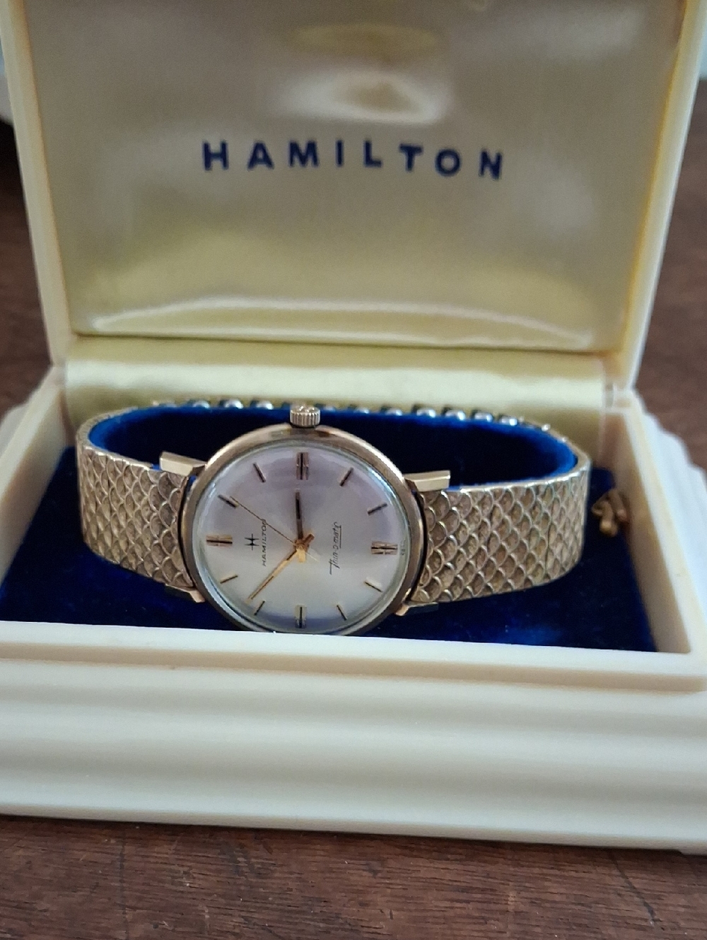 Hamilton Women's Gold-Tone Mesh Bracelet Watch with White Dial